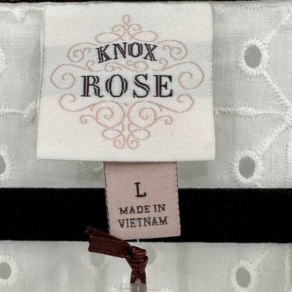 Knox Rose Balloon Short Sleeve Button Front Textured Top Size L Ivory White - Picture 6 of 9